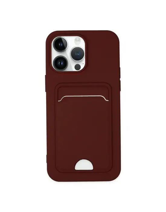 Apple İphone 14 Pro Kılıf Kelvin Kartvizitli Silikon - Bordo