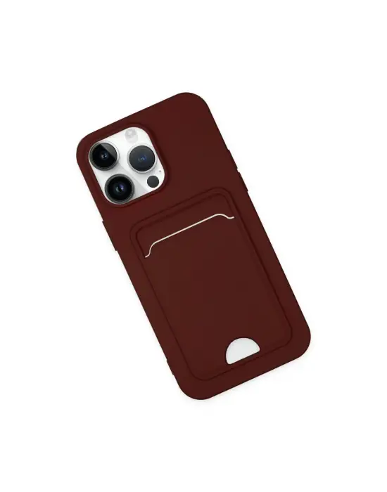 Apple İphone 14 Pro Kılıf Kelvin Kartvizitli Silikon - Bordo