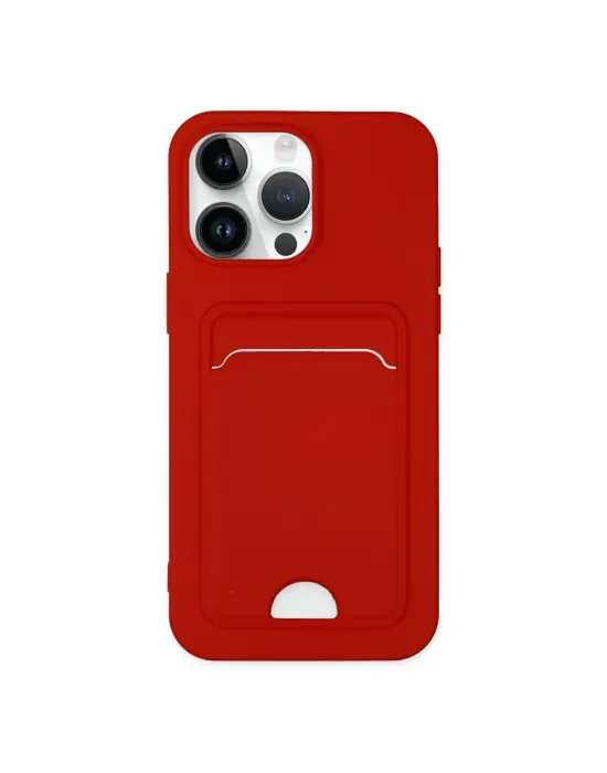 Apple İphone 14 Pro Kılıf Kelvin Kartvizitli Silikon - Kırmızı