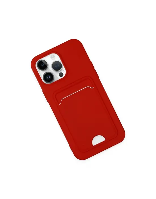Apple İphone 14 Pro Kılıf Kelvin Kartvizitli Silikon - Kırmızı
