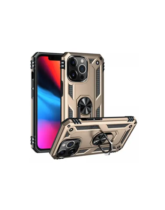 Apple İphone 14 Pro Kılıf Sofya Yüzüklü Silikon Kapak - Gold