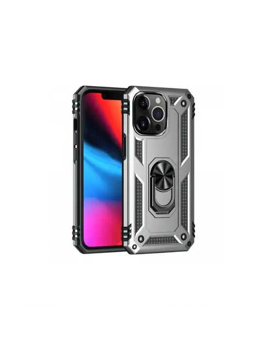 Apple İphone 14 Pro Kılıf Sofya Yüzüklü Silikon Kapak - Gümüş
