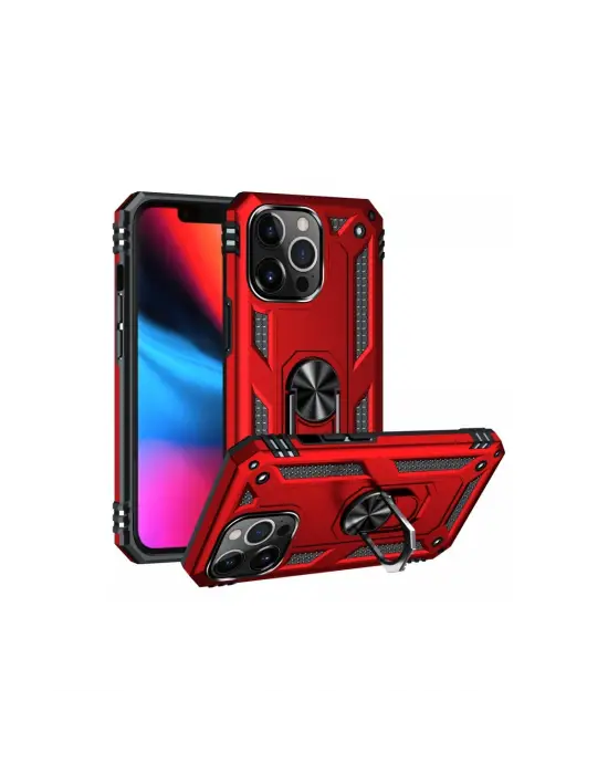 Apple İphone 14 Pro Kılıf Sofya Yüzüklü Silikon Kapak - Kırmızı