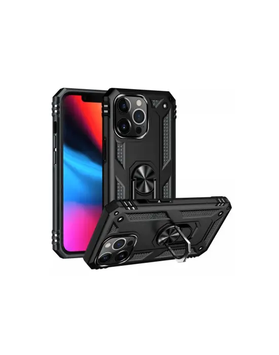 Apple İphone 14 Pro Kılıf Sofya Yüzüklü Silikon Kapak - Siyah