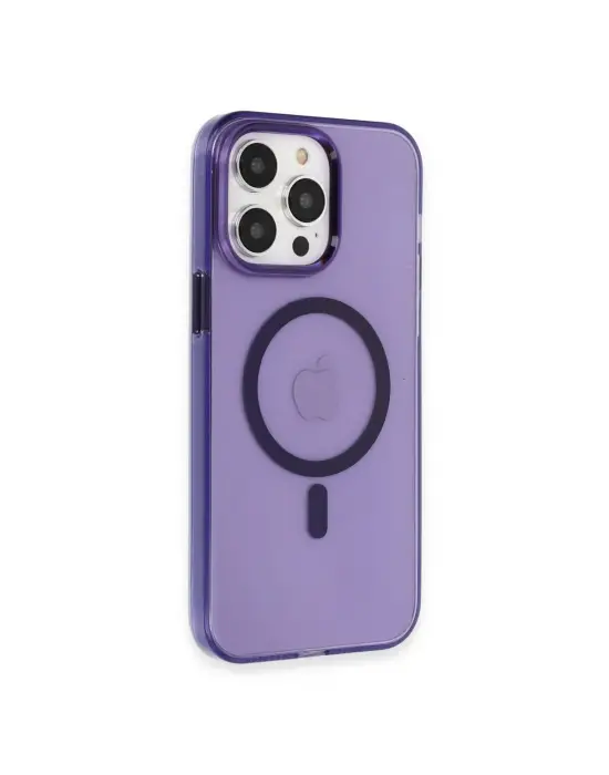 Apple İphone 14 Pro Kılıf Tron Şeffaf Magsafe Kapak - Derin Mor