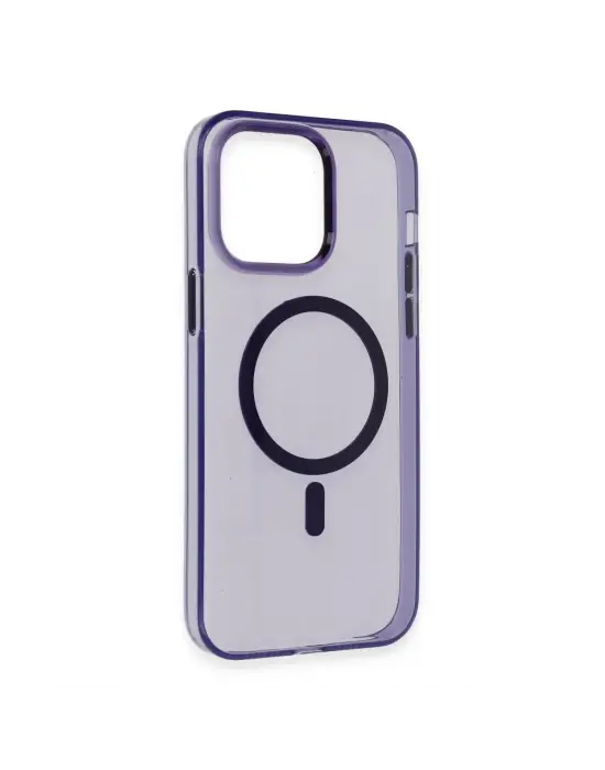 Apple İphone 14 Pro Kılıf Tron Şeffaf Magsafe Kapak - Derin Mor
