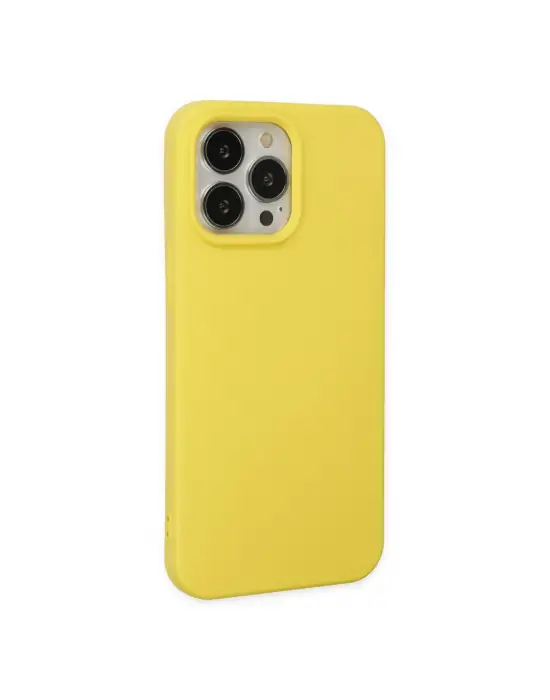 Apple İphone 14 Pro Max Kılıf Nano İçi Kadife Silikon - Sarı