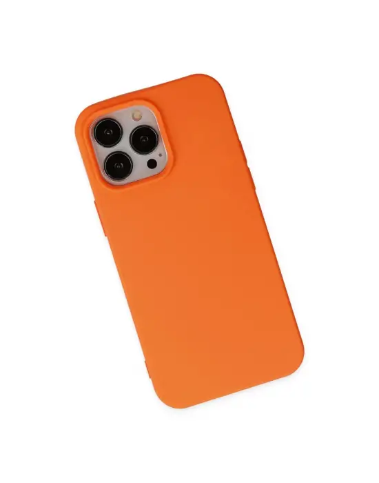 Apple İphone 14 Pro Max Kılıf Nano İçi Kadife Silikon - Turuncu