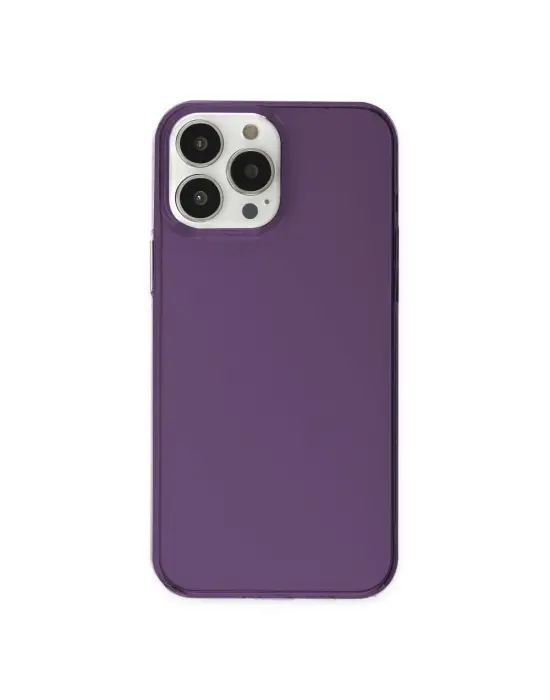 Apple İphone 14 Pro Max Kılıf Pc Sert Şeffaf Kapak - Mor