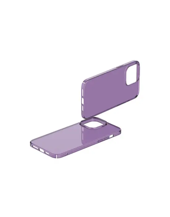 Apple İphone 14 Pro Max Kılıf Pc Sert Şeffaf Kapak - Mor