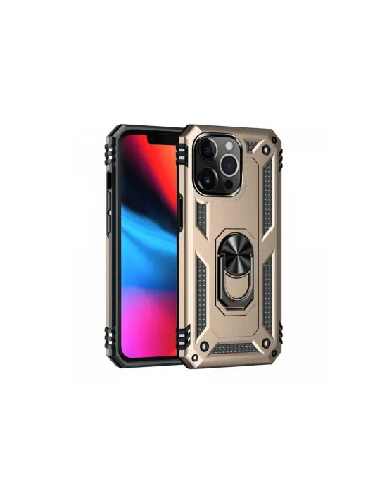 Apple İphone 14 Pro Max Kılıf Sofya Yüzüklü Silikon Kapak - Gold