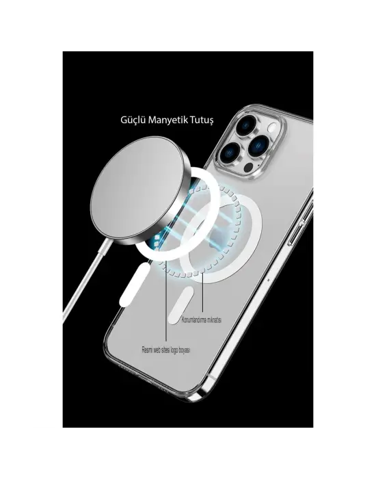 Apple İphone 14 Pro Max Kılıf Tron Şeffaf Magsafe Kapak - Derin Mor