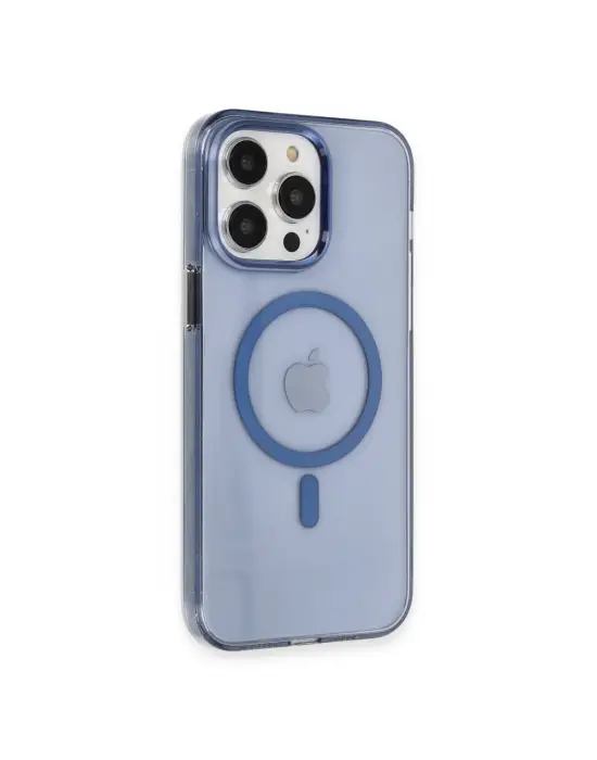 Apple İphone 14 Pro Max Kılıf Tron Şeffaf Magsafe Kapak - Mavi
