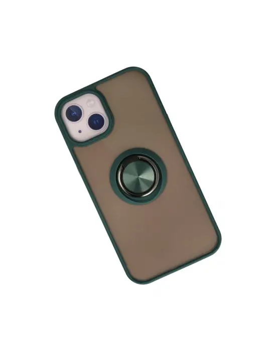 Apple İphone 15 Kılıf Montreal Yüzüklü Silikon Kapak - Yeşil