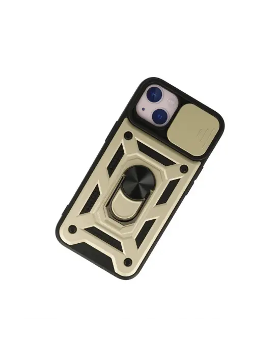 Apple İphone 15 Kılıf Pars Lens Yüzüklü Silikon - Gold