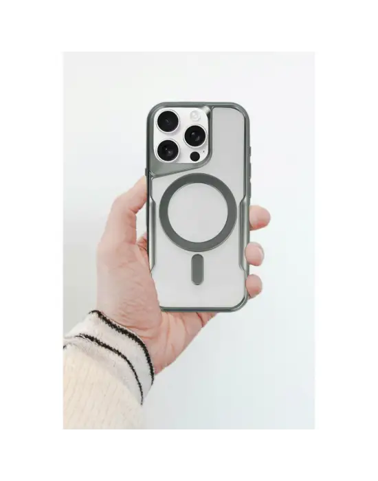 Apple İphone 15 Plus Kılıf Boyi Magsafe Silikon Kapak - Gümüş