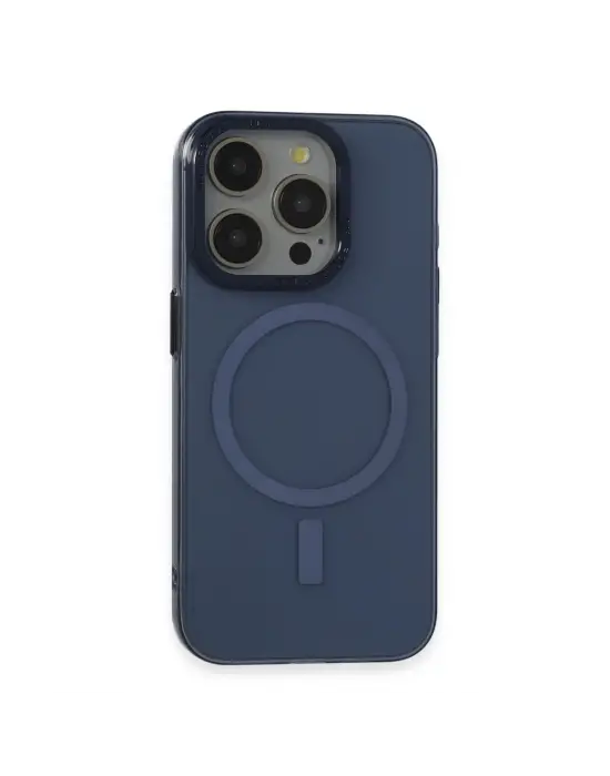 Apple İphone 15 Pro Kılıf Anka Pc Magneticsafe Sert Metal Kapak - Lacivert