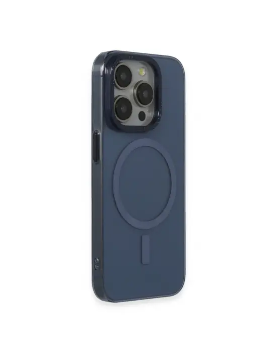 Apple İphone 15 Pro Kılıf Anka Pc Magneticsafe Sert Metal Kapak - Lacivert