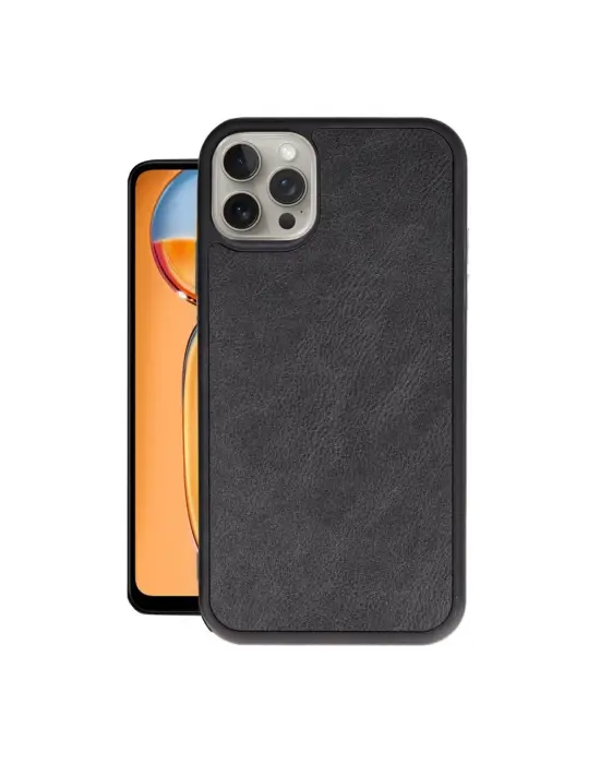 Apple İphone 15 Pro Kılıf Aras Deri Kapak - Siyah