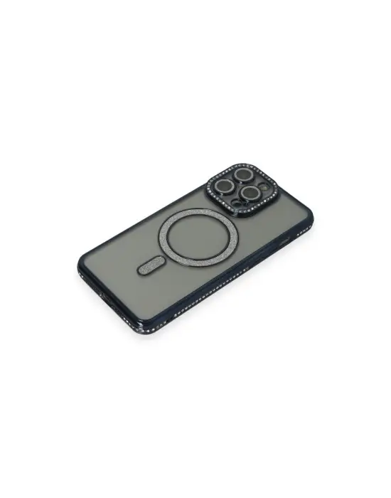 Apple İphone 15 Pro Kılıf Joke Simli Magneticsafe Kılıf - Lacivert