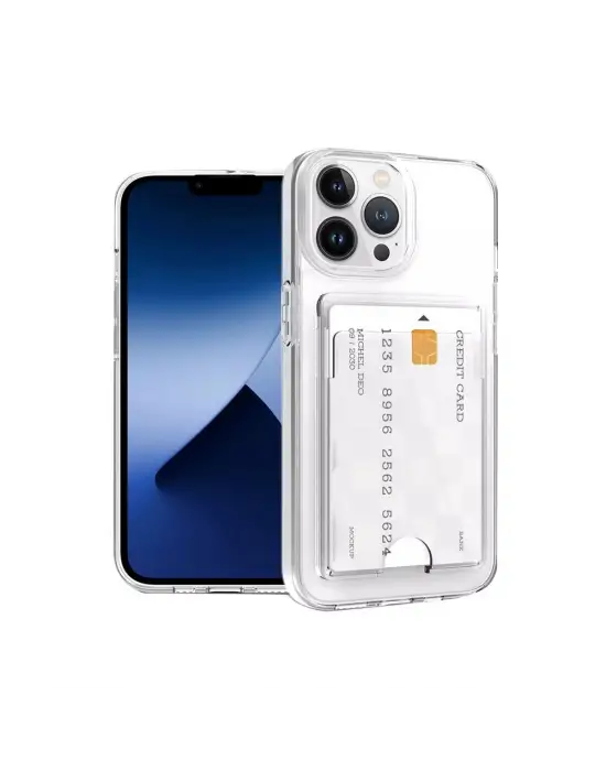 Apple İphone 15 Pro Kılıf Kart Şeffaf Silikon - Şeffaf