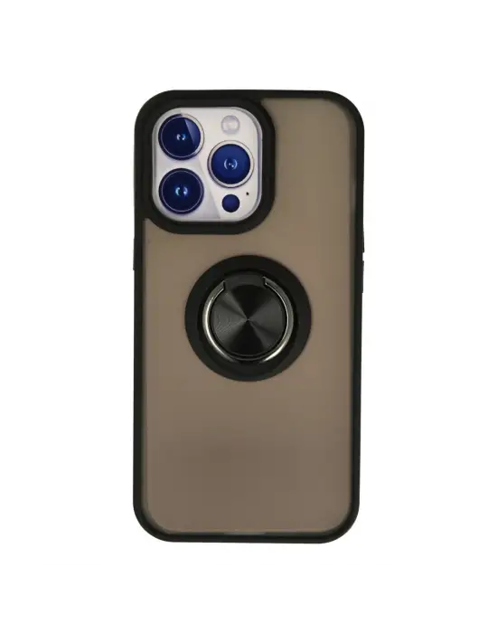 Apple İphone 15 Pro Kılıf Montreal Yüzüklü Silikon Kapak - Siyah