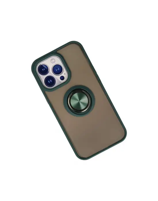 Apple İphone 15 Pro Kılıf Montreal Yüzüklü Silikon Kapak - Yeşil
