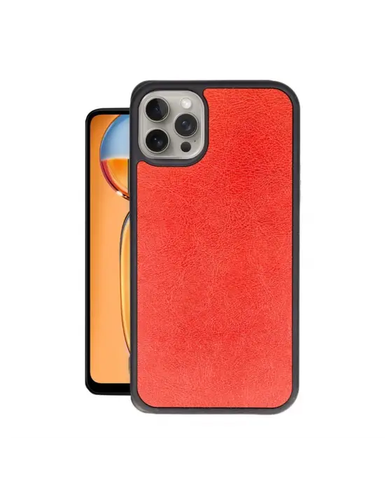 Apple İphone 15 Pro Max Kılıf Aras Deri Kapak - Kırmızı