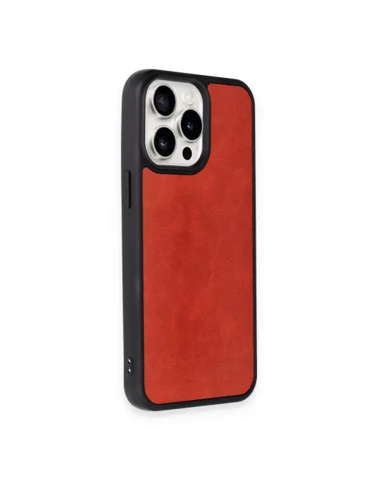 Apple İphone 15 Pro Max Kılıf Aras Deri Kapak - Kırmızı