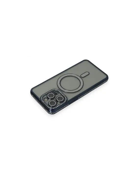 Apple İphone 15 Pro Max Kılıf Joke Simli Magneticsafe Kılıf - Lacivert