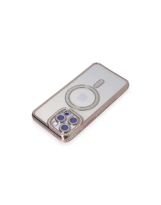 Apple İphone 15 Pro Max Kılıf Joke Simli Magneticsafe Kılıf - Pembe