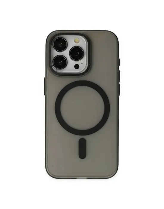 Apple İphone 15 Pro Max Kılıf Lodos Magneticsafe Mat Kapak - Siyah
