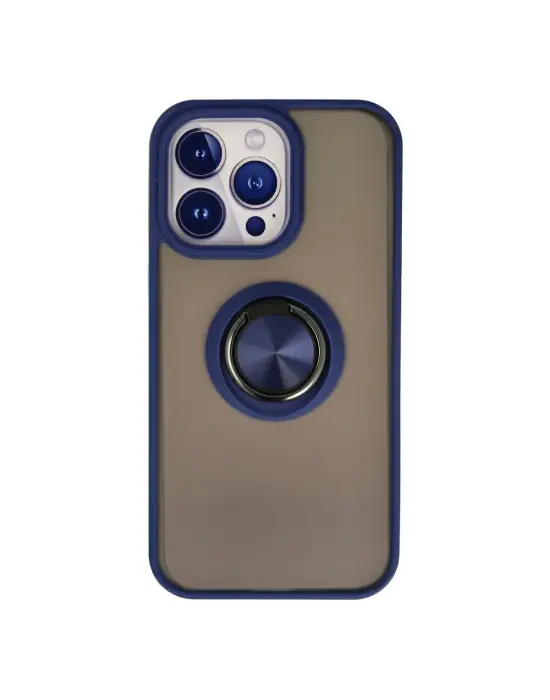 Apple İphone 15 Pro Max Kılıf Montreal Yüzüklü Silikon Kapak - Lacivert
