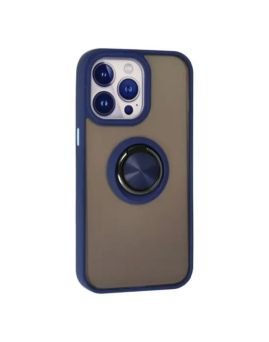 Apple İphone 15 Pro Max Kılıf Montreal Yüzüklü Silikon Kapak - Lacivert