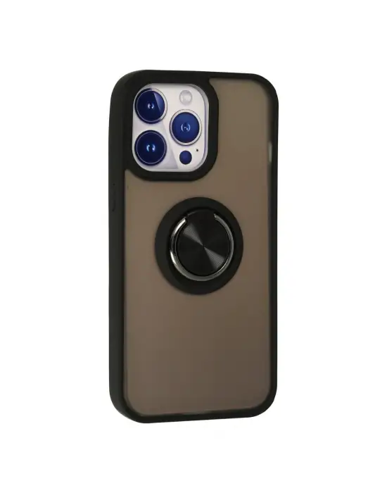 Apple İphone 15 Pro Max Kılıf Montreal Yüzüklü Silikon Kapak - Siyah