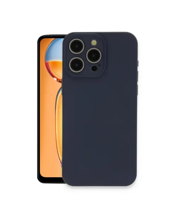 Apple İphone 15 Pro Max Kılıf Nano İçi Kadife Silikon - Lacivert