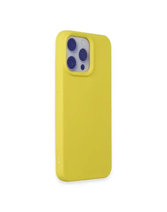 Apple İphone 15 Pro Max Kılıf Nano İçi Kadife Silikon - Sarı