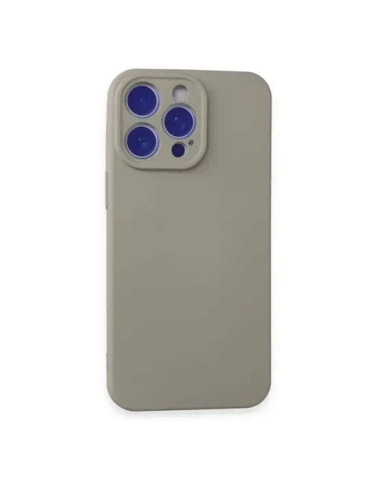 Apple İphone 15 Pro Max Kılıf Nano İçi Kadife Silikon - Titan Gri