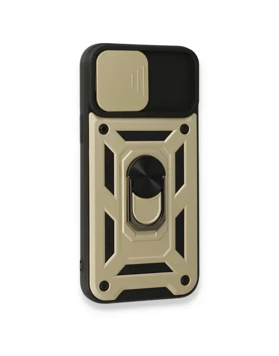 Apple İphone 15 Pro Max Kılıf Pars Lens Yüzüklü Silikon - Gold
