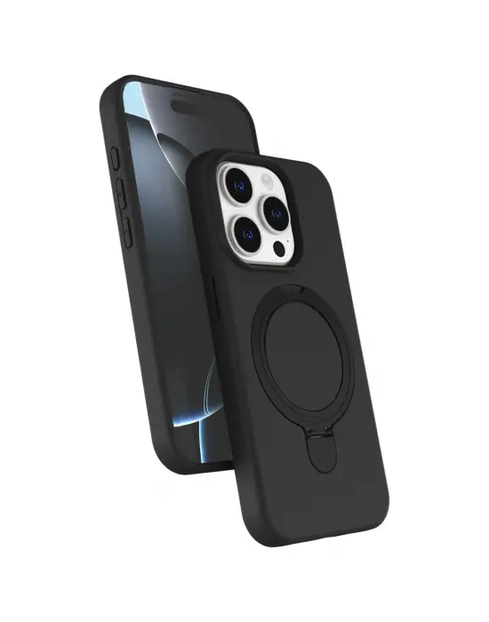 Apple İphone 15 Pro Max Regal Magsafe Standlı Kapak - Siyah