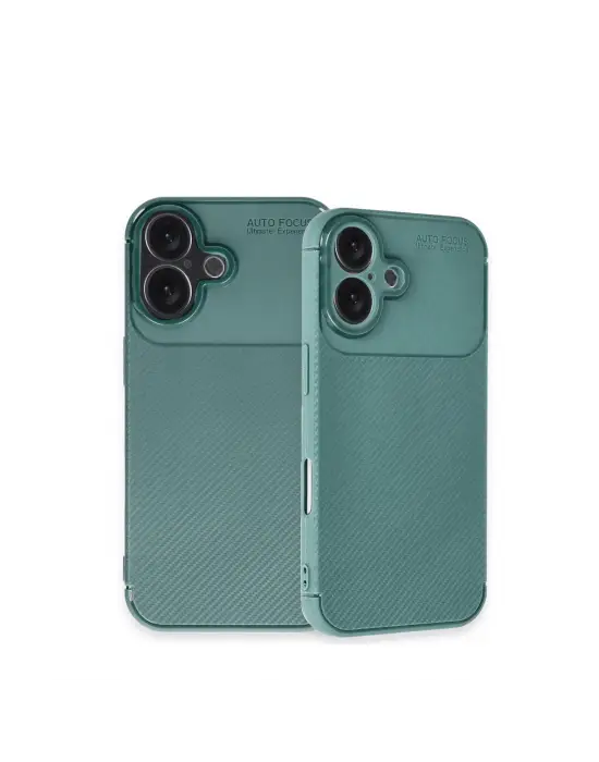 Apple İphone 16 Kılıf Auto Focus Karbon Kapak - Koyu Yeşil