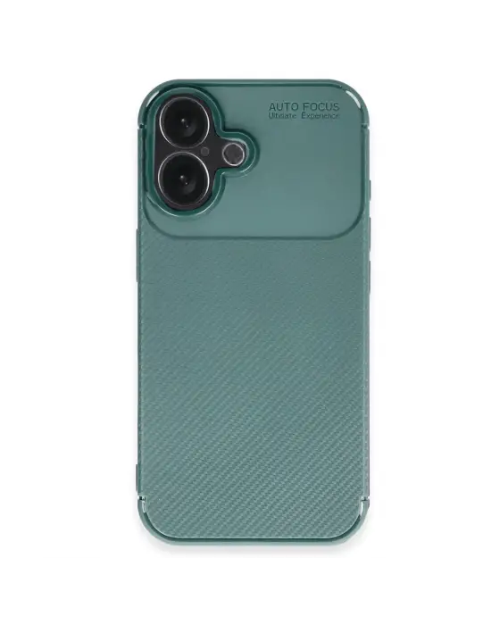 Apple İphone 16 Kılıf Auto Focus Karbon Kapak - Koyu Yeşil