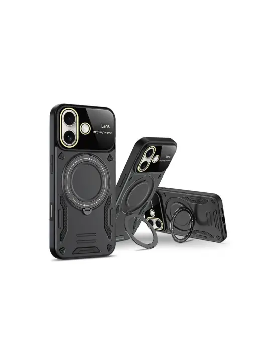Apple İphone 16 Kılıf Joy Lens Standlı Kapak - Mor