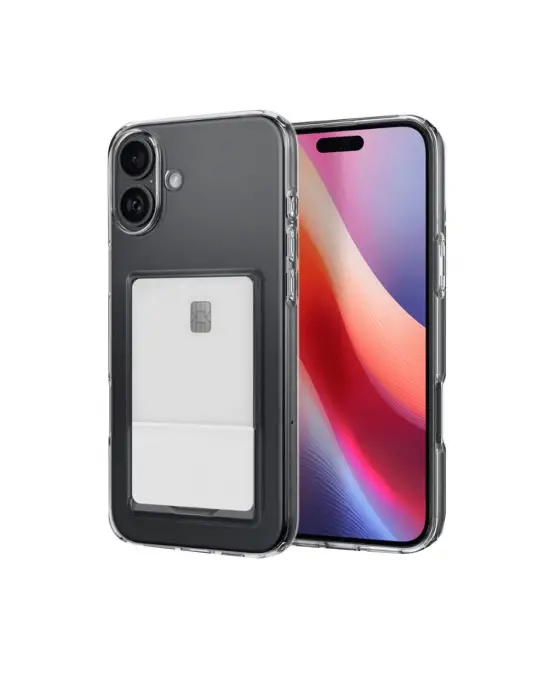 Apple İphone 16 Kılıf Kart Şeffaf Silikon - Şeffaf