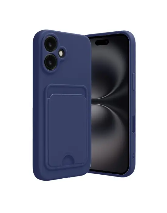 Apple İphone 16 Kılıf Kelvin Kartvizitli Silikon - Lacivert