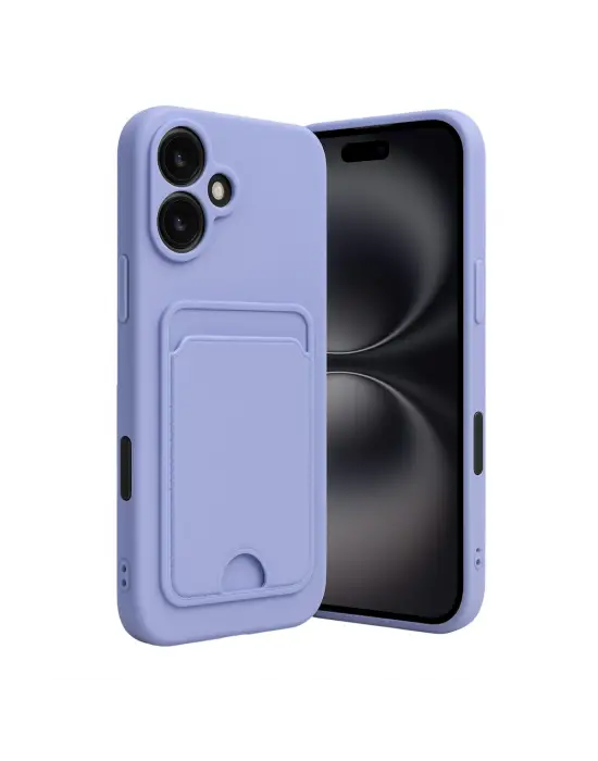 Apple İphone 16 Kılıf Kelvin Kartvizitli Silikon - Lila