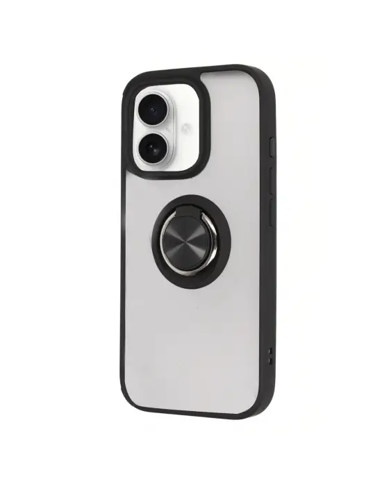 Apple İphone 16 Kılıf Montreal Yüzüklü Silikon Kapak - Siyah