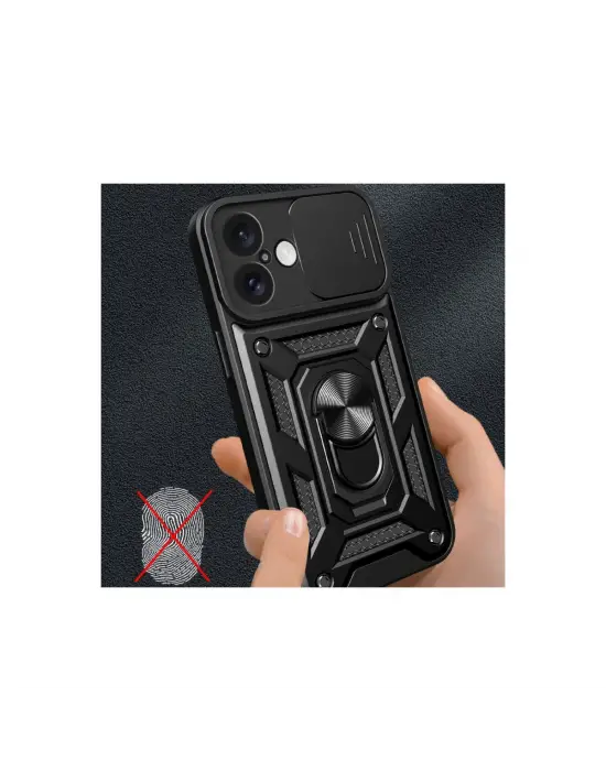 Apple İphone 16 Kılıf Pars Lens Yüzüklü Silikon - Gümüş