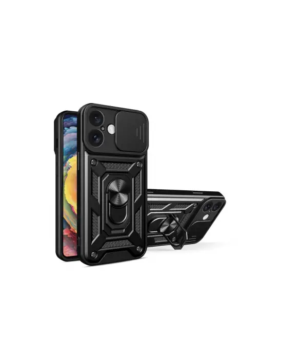 Apple İphone 16 Kılıf Pars Lens Yüzüklü Silikon - Siyah
