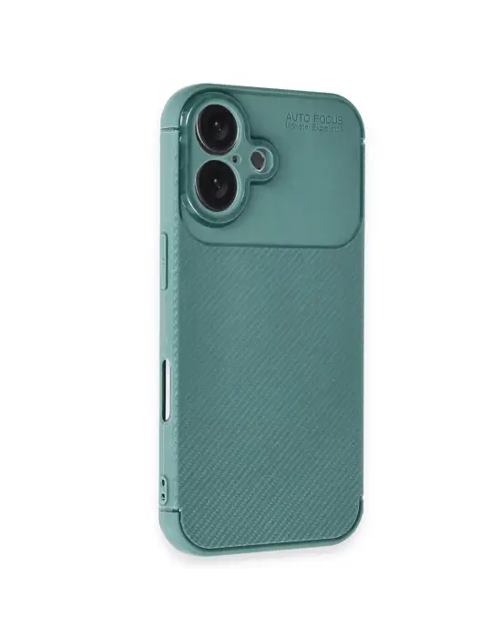 Apple İphone 16 Plus Kılıf Auto Focus Karbon Kapak - Koyu Yeşil